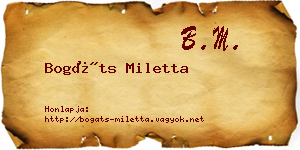 Bogáts Miletta névjegykártya